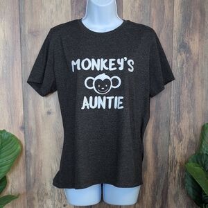 Bella Canvas Graphic "Monkey's Auntie" Women's Tee L          M673